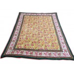 Double Bed Jaipuri Quilt / Razai Hand Block Printing Floral Design Size 90*108